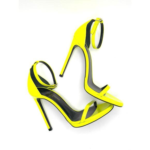 SAINT LAURENT Amber Ankle Strap Sandals in Fluo Yellow size EU 36 - Picture 2 of 12